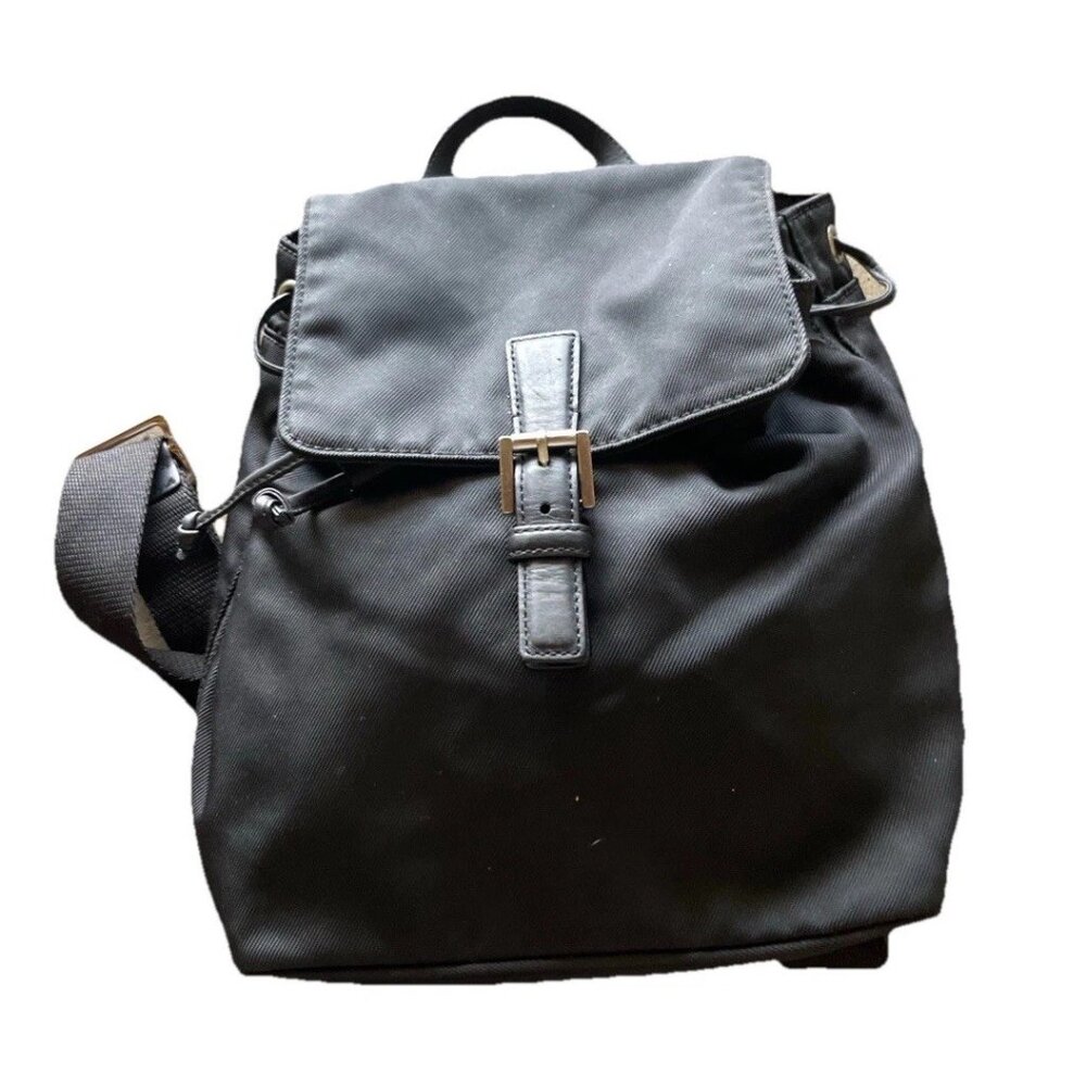 Vintage Coach Black Nylon Mini Backpack Leather Cargo Backpack Travel - Picture 9 of 15